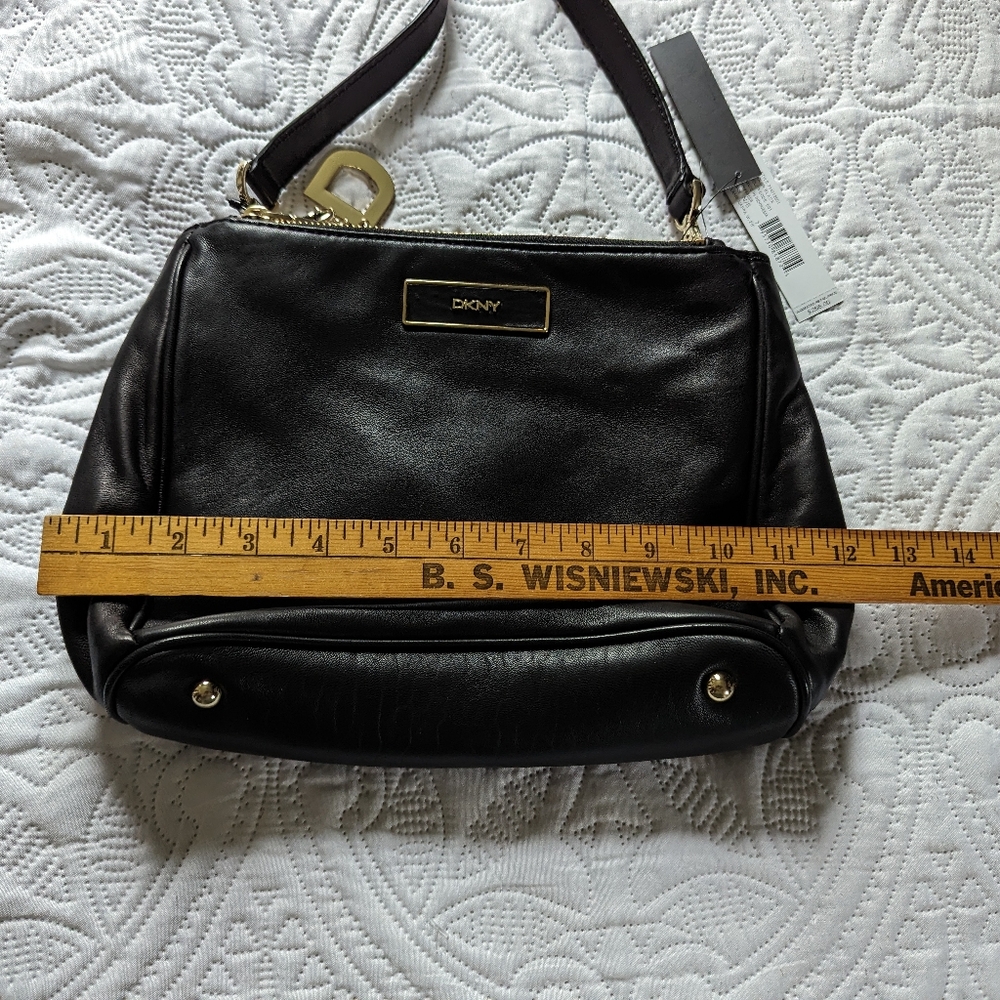 DKNY double zipper cross body purse/bag leather - Picture 10 of 16